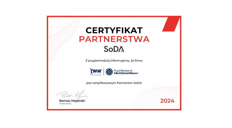 JWW certyfikowanym partnerem SoDA 2024